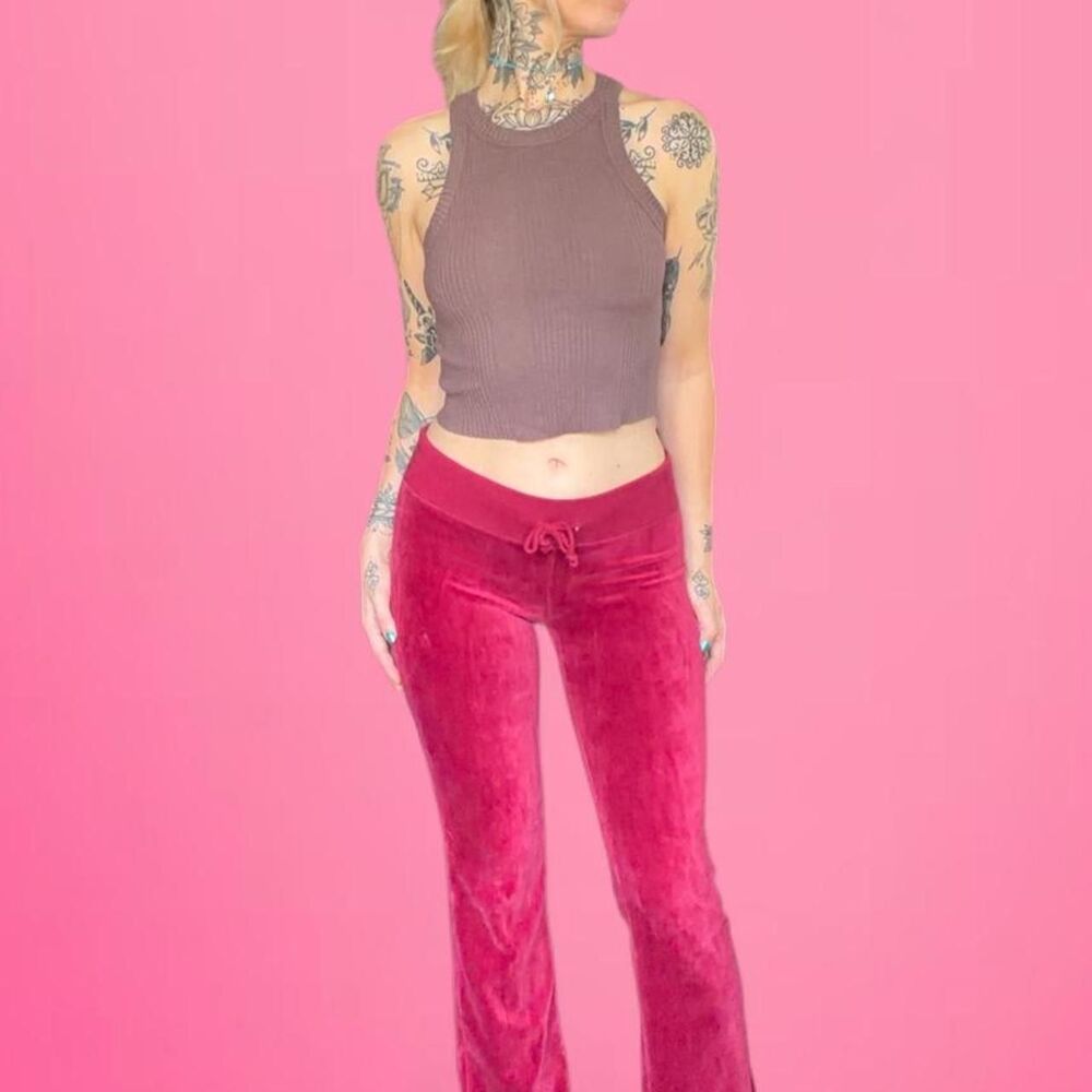 vintage y2k low rise velour pants